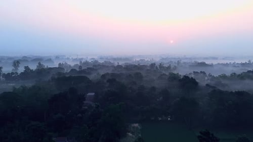 Sun Rising village view in Bangladesh