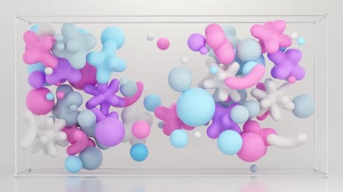 Soft Pastel 3D Abstract Shapes Floating Background Loop