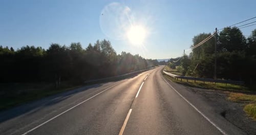 Vehicle point-of-view Driving a Car on a Road in Norway