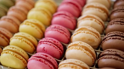 Macaroons Sweet Almond Dessert Delicious Gourmet Food Background on the Table Rustic Food Top View