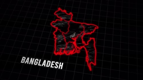 Animated Map of Bangladesh with Glowing Regions and Grid Background