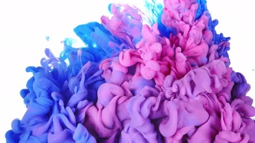 Colorful Ink Swirls and Blends on White Background