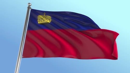 Liechtenstein Flag Waving Realistic 3D Animation