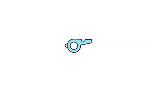 Animated Whistle Blowing Icon in Flat Design Style