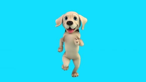 Fun 3D cartoon dog running (with alpha channel)