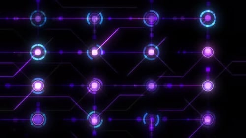 Neon Glow Hud Circle and Lines Flowing Seamless Loop