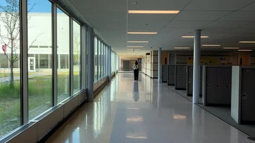 Bright Hallway Lockers for Students at College or University