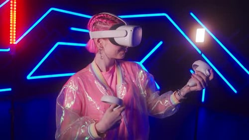 Young Adult Immersed in Virtual Reality Gaming