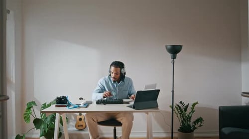 Sound Producer Creating Music Home