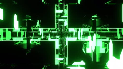 Green Abstract Shape Neon Tunnel Background Vj Loop In 4K