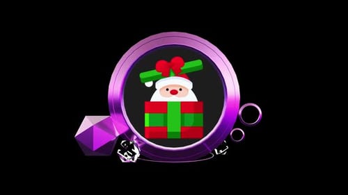 Animated Christmas Gift Box with Santa and Rotating Elements