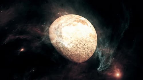 3D Rotating Planet in Cosmic Nebula Space