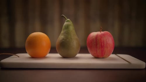 Fresh Apple, Pear, and Orange Still Life