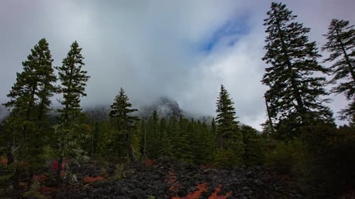 Time Lapse - Panoramic view of beautiful clouds moving over snowy mountain range