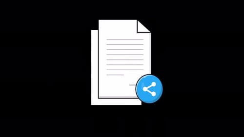 Animated Paper Document with Share Icon. Shareable Content Concept Video - Transparent