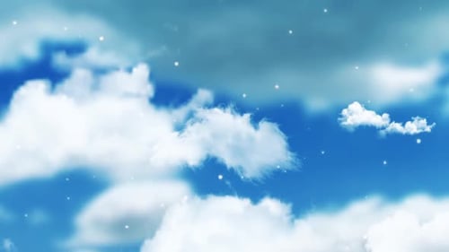 Animated Moving Clouds in Blue Sky with Floating Particles Background