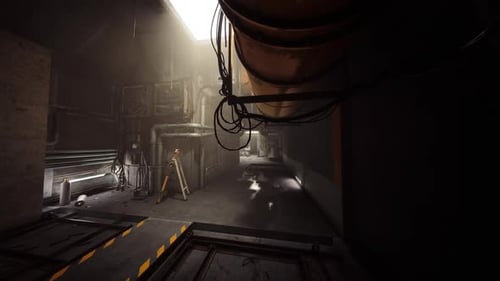 Futuristic Industrial Corridor Walk Through Animation