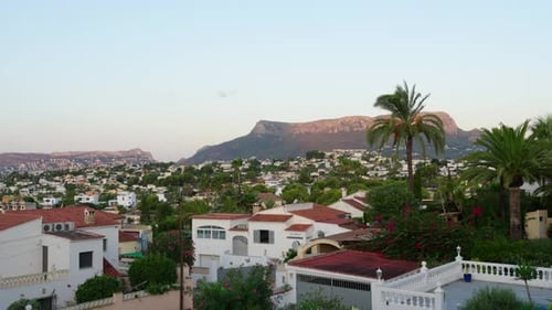 Residential Architectures Of Calpe Resort Town In The Alicante Province Of Spain. Wide Shot