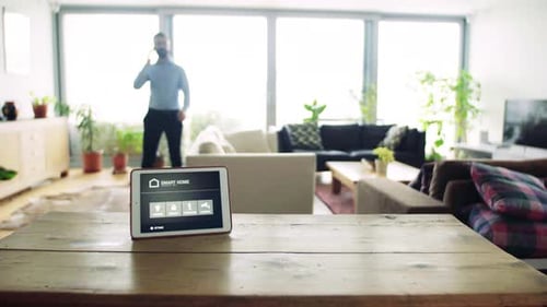 Smart Home Technology in Bright Modern Living Room