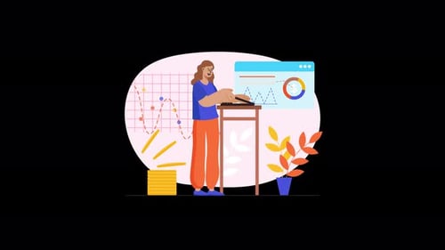 Person analyzing data with charts and graphs in a modern workspace