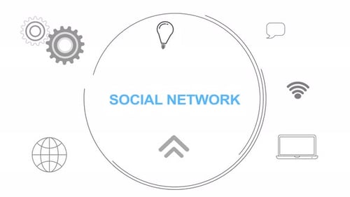 Social Network Text Reveal with Flat Line Icons