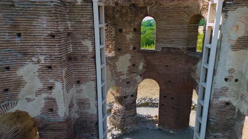 Aerial view of Red Church ruins, Bulgaria.