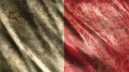 Grungy Malta Flag Waving with Vintage Texture