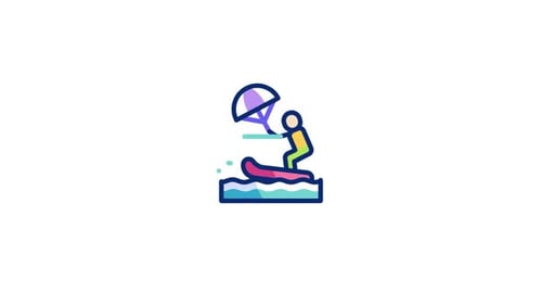 Animated Kitesurfing Icon for Sports Content