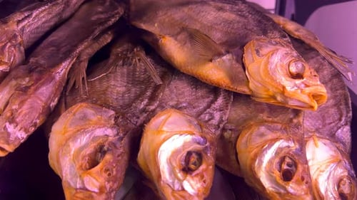 Close Up of Stacked Dried Fish