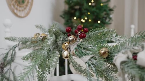 Festive Christmas Decoration with Pine Boughs and Bells