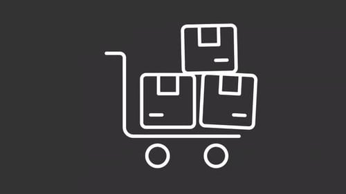 Minimalist Line Animation of Hand Truck with Moving Boxes