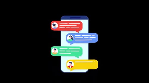 Animated Flat Design Message Bubbles Appearing in a Chat