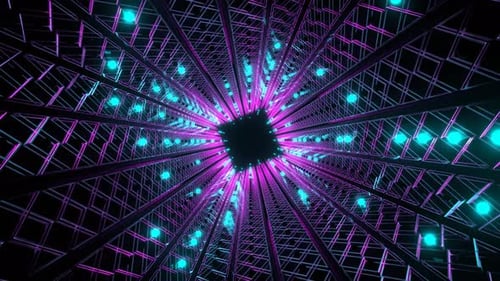 Pink And Cyan Bright Glow Strobe Tunnel Background Vj Loop In 4K