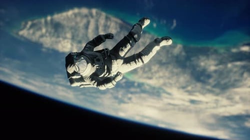 Astronaut Floating in Space with Earth View