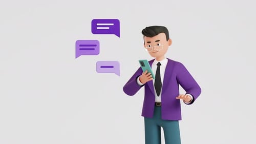 Modern 3D Businessman Messaging on Smartphone