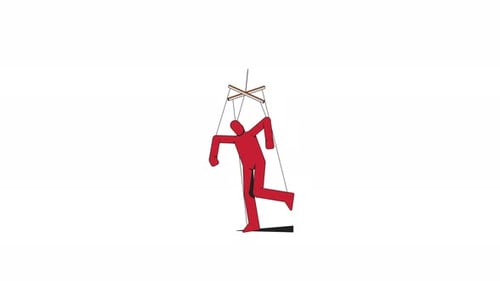 Animated Red Human Marionette Puppet Walking Loop