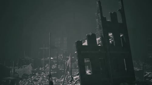 Ruined City After Conflict: Atmospheric Destruction Scene Animation