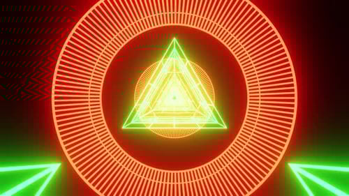 Sci Fi Vj Loop Background Tunnel In Motion With Green And Red Elements HD