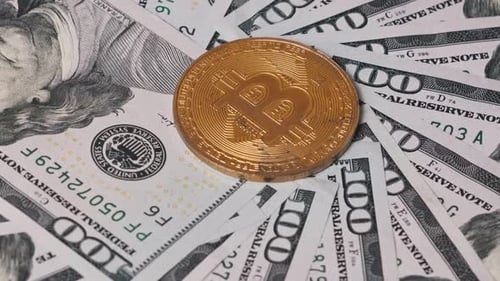 Bitcoin Coin On Us Dollar Bills