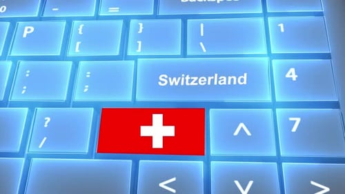Flag of Switzerland on the Buttons on Keyboard With Country Name