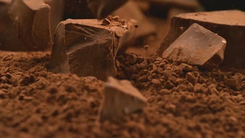 Chunks of Chocolate and Cocoa Powder Dolly Shot