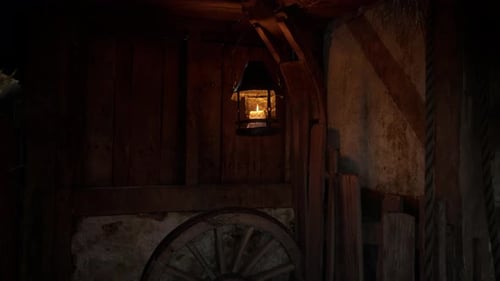 Atmospheric Flickering Candle Light in Old Rustic Lantern