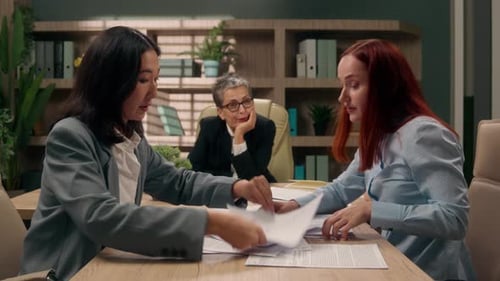 Diverse Business Women Coworkers Arguing Conflict Shouting Screaming Colleagues Females in Office