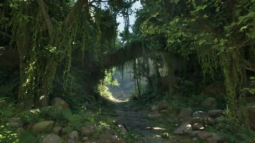 A Scenic Dirt Road Surrounded By Lush Trees and Rugged Rocks Mountain Path