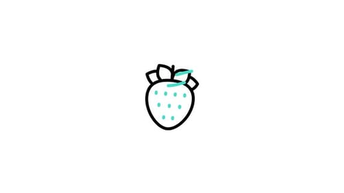 Animated Flat Design Strawberry Line Art Icon with Color Fill