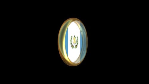 3D Golden Spinning Badge with Guatemala Flag
