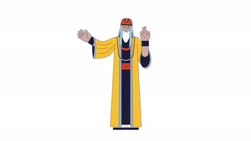 Animated Flat Design Sage Character with Hand Gestures