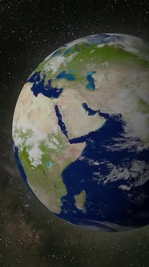 Rotating Earth Globe with Visible Clouds and Stars