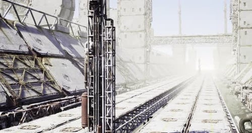 Futuristic Sci-Fi Space Station Corridor Fly-through Animation