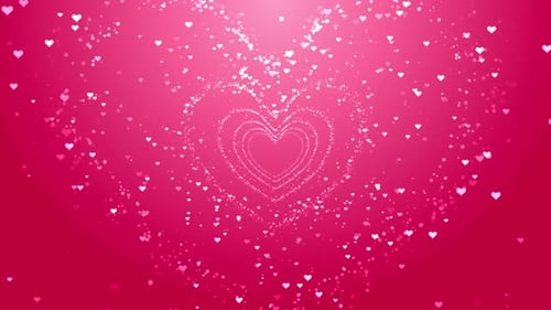 Romantic Glowing Hearts Particle Tunnel Background